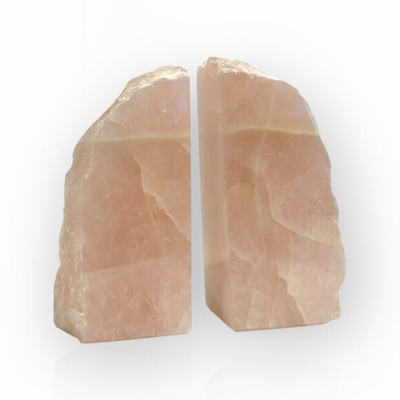 Rose Quartz Bookends Natural Stone Characteristics Pink Crystal Home Decor (AR) - Picture 6 of 16